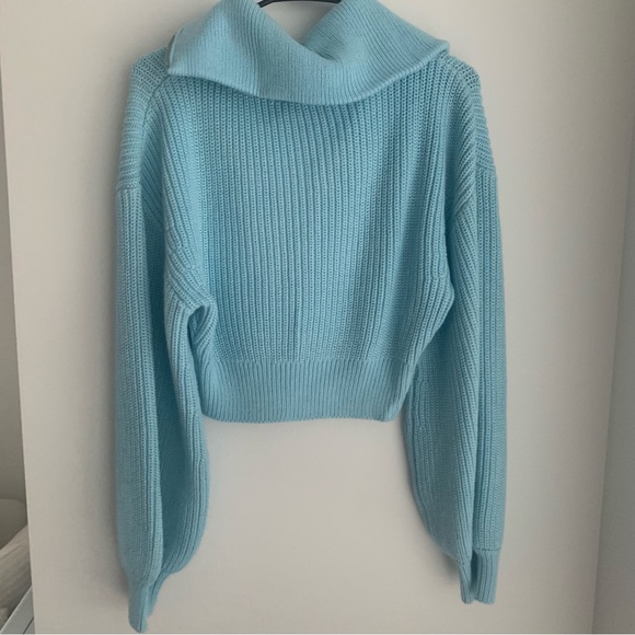Zara Blue Balloon Sleeve Knit Cardigan - Picture 8 of 9